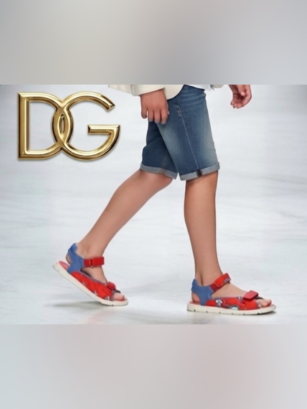 Authentic Dolce & Gabbana luxury designer leather & canvas boys sandals sz 3